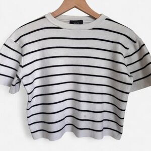 VICI Stripe Knit Sweater Short Cut Waist Length Top